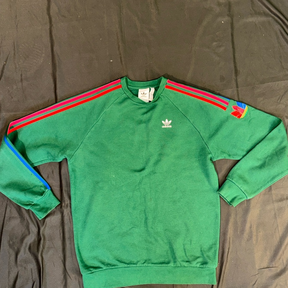 Adidas Men's  Adicolor 3D Trefoil Crewneck 3 Stripes  Sweatshirt - Picture 5 of 5